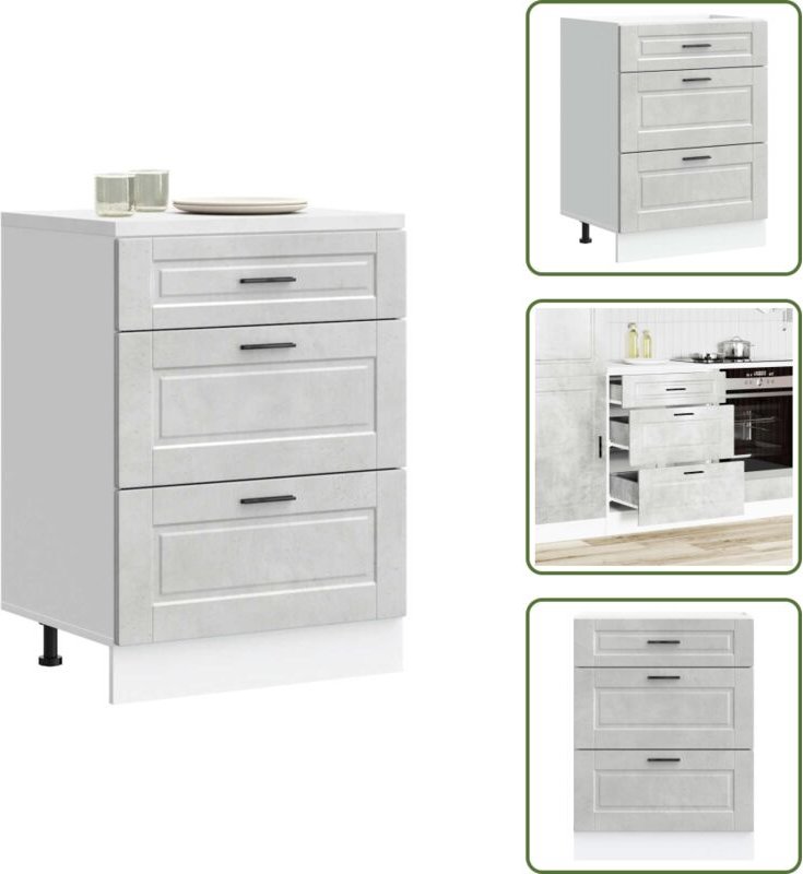 Thumbnail - The Living Store - vidaXL Küchenunterschrank Porto Betongrau Holzwerkstoff