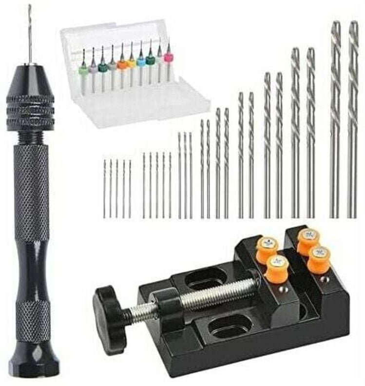 Set mit 37 Mini-Handbohrmaschinen mit Präzisions-Stiftschraubstock, Bohrschraubstock (0,3 bis 1,2 mm)