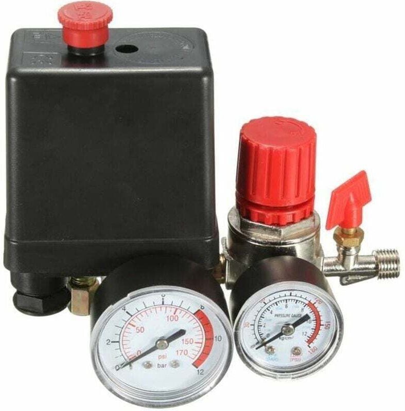 Thumbnail - CHOYCLIT Mini-Luftdruckregler, 240 V, 15 A, mit Manometer-Steuerschalter für Kompressor