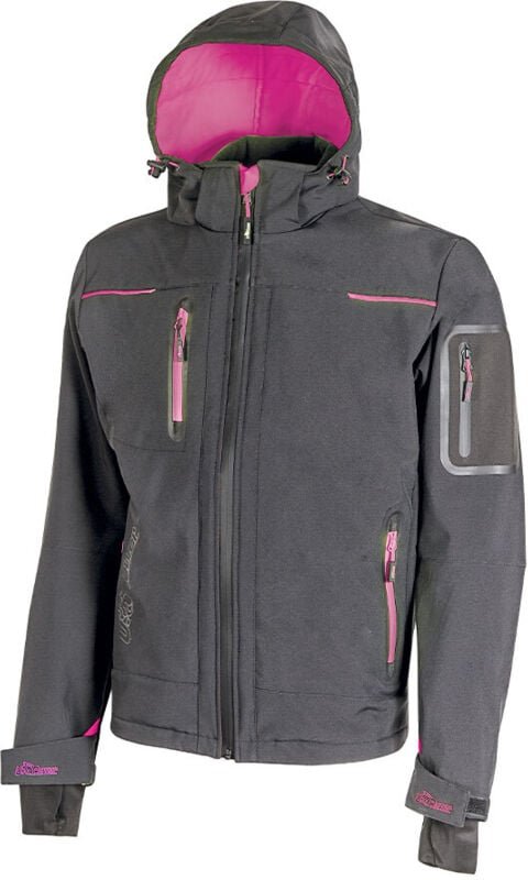Arbeitssoftshelljacke mit Microfleece-Futter Damen SPACE – Grau/Fuchsia 2XL