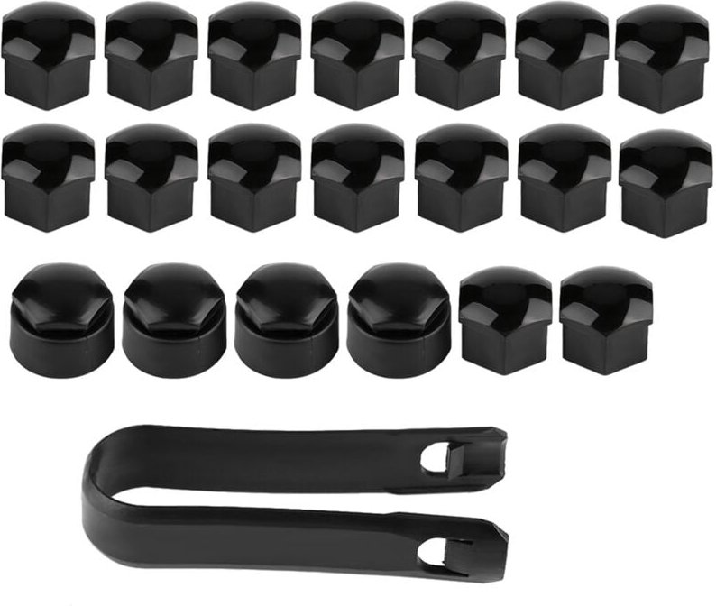 Zoternen - Diebstahlschutz-Abdeckkappe für Auto-Radnabenschraube, Schutzmutter, 20 Stück, 17 mm, Schwarz