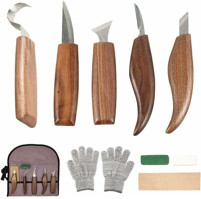 Thumbnail - 10-teiliges Holzschnitzwerkzeug-Set aus Kohlenstoffstahl, Holzschnitzwerkzeuge mit Hakenmesser, professionelles Schnitzm...
