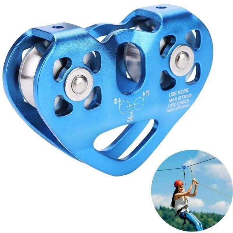 Tandem-Umlenkrolle, Speed-Doppeltrolley, Rettungskletter-Doppelrolle mit Kugellager, Fels-/Einzelrolle, Aluminium-Festau...