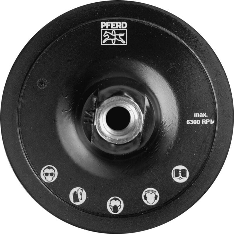 POLIVLIES-Klettrondenhalter pvkrh ø 115 mm Gewinde M14 mit Zentrierzapfen ø 22 mm - Pferd