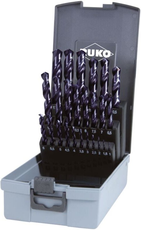 RUKO Spiralbohrer-Satz DIN 338 Typ VA, HSSE-Co 5 TiAlN in Kunststoffkassette - 25 tlg. - 215215FRO