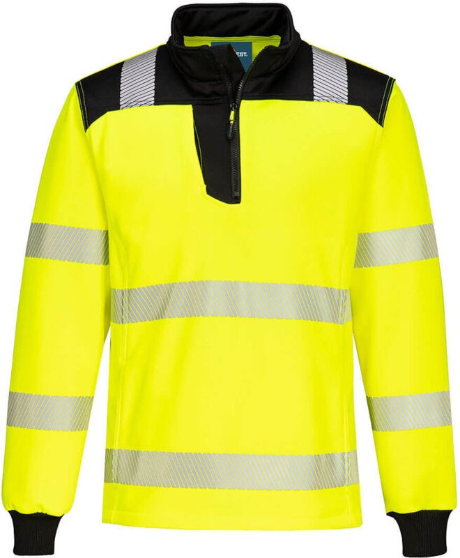Sweatshirt Halb-Reißverschluss PW3 Hi-Vis Gelb/Schwarz L
