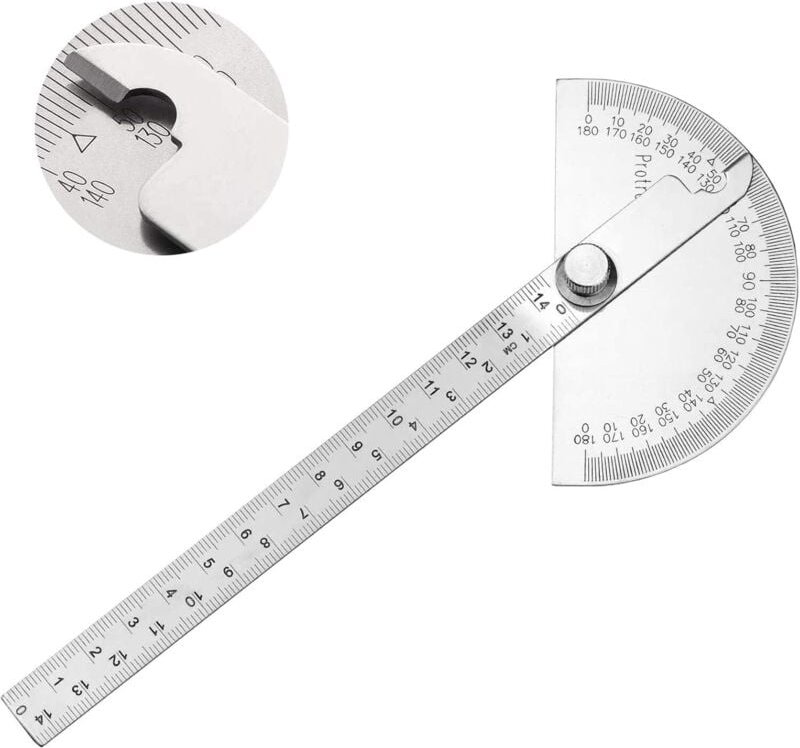 Thumbnail - Edelstahl-Winkelmesser, 0–180° Winkelmesser mit 140 mm Lineal, universeller Winkelmesser zum Malen und Zeichnen (14 cm) ...