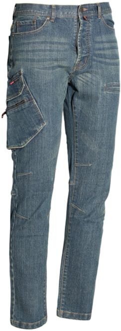 Issaline 8025BP-040 Stretch-Arbeitsjeans mit mehreren Taschen, Blau, M