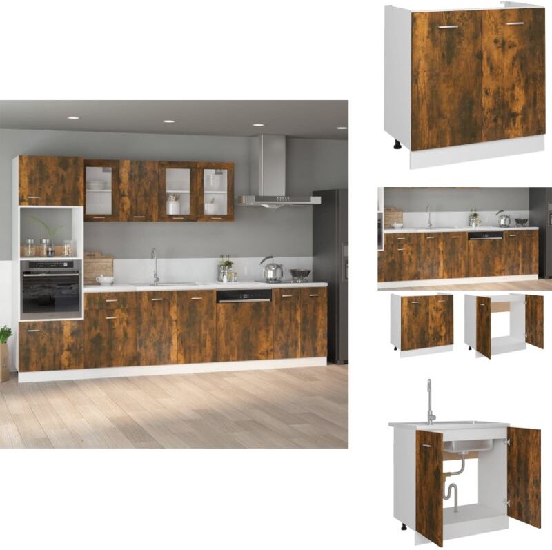 Spülenunterschrank Räuchereiche 80x46x81,5 cm Holzwerkstoff - Küchenmöbel - Spülenschrank - Holzschrank - Unterschrank K...