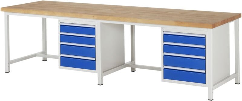 Rau Werkbank höhenverstellbar 8162A1, B3000xT900xH840-1040mm, 8x Schublade-TA