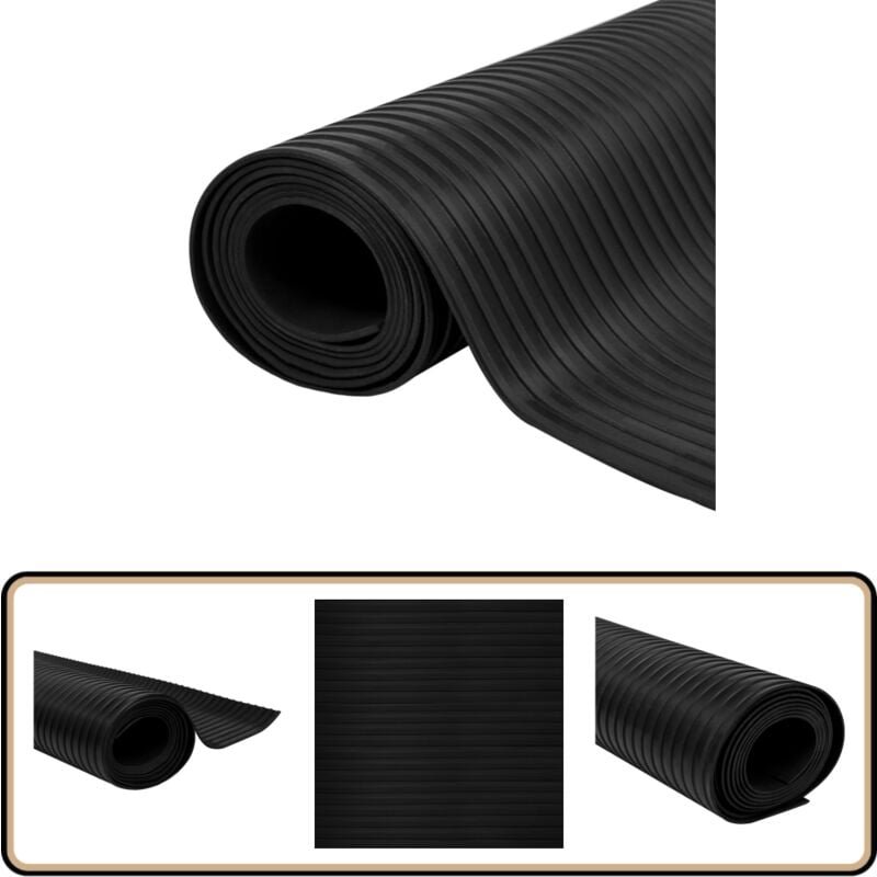 Gummimatte Anti-Rutsch 5 x 1 m Breit Geriffelt - Gummimatte - Rutschfest - Bodenmatte - Gummierter Belag - Werkstattmatt...