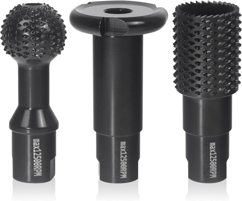 3er-Set Holzfräser – Holzskulptur-Schleifscheiben, Frässtifte, Holzbeitel und Meißel für 115/125 Schleifer – Schneidwerk...