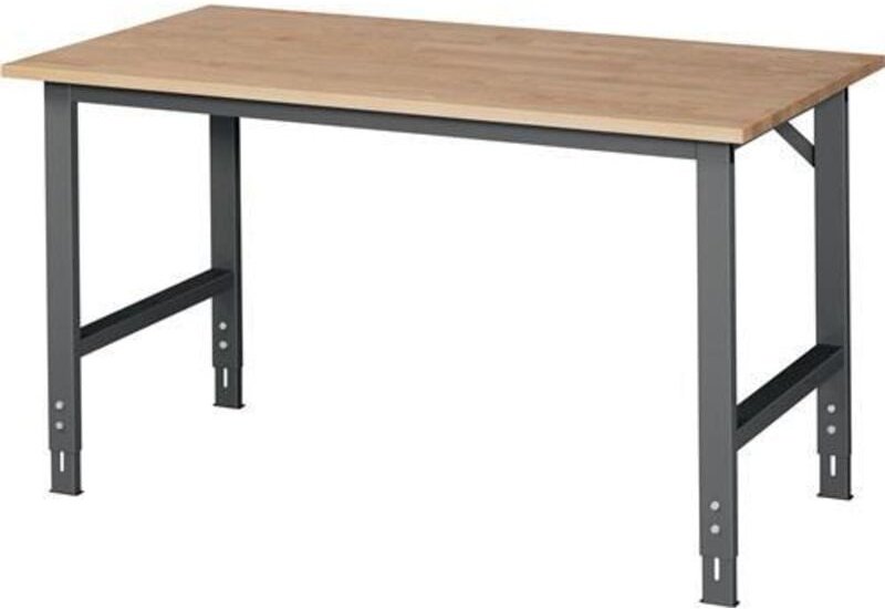 Werktisch Tom B1500xT800xH760-1080mm Arbeitsplatte Buche Gestell anthrazitg RAU
