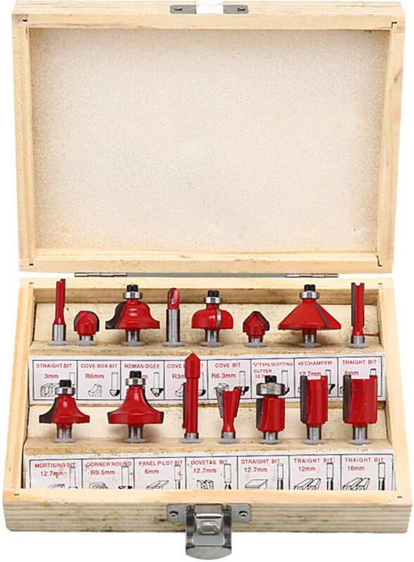 15-teiliges Fräser-Set, Holzbearbeitungswerkzeug-Set, Fräser-Set, Holzbox, Hartmetall-Holzbearbeitungswerkzeug, Holzbear...