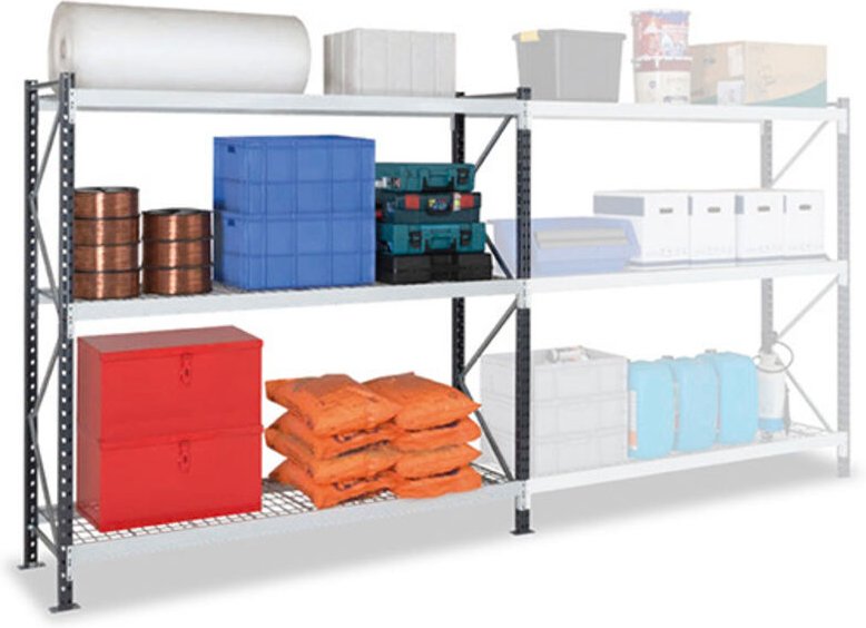 Regale 3 Ebenen - Startmodul - 2000x2000x600mm -Tragfähigkeit 378kg/Ebene - RAYOSPR/3N/2060/D1