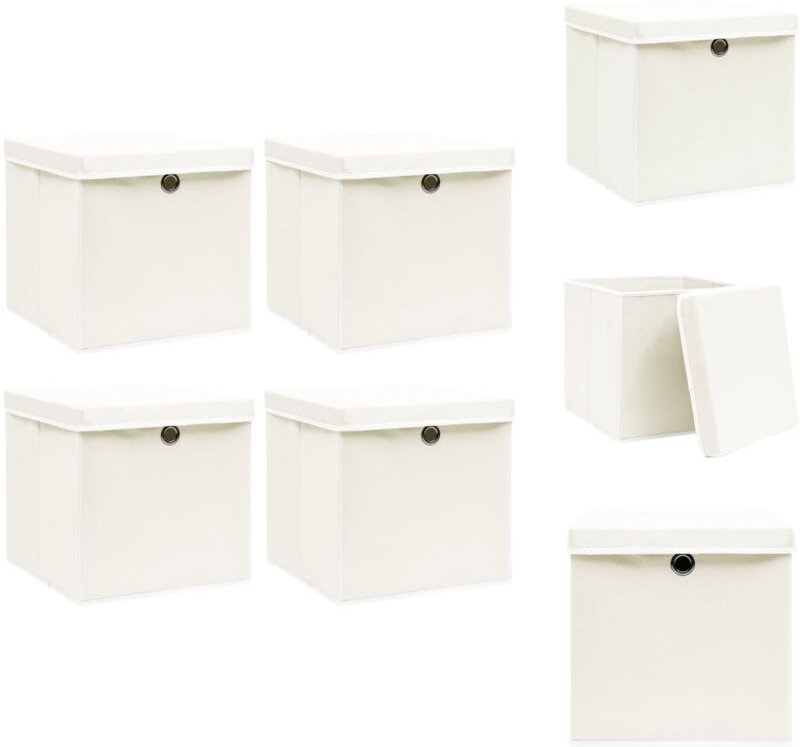 Ordnungshelfer - Living Aufbewahrungsboxen mit Deckeln 4 Stk. Weiß 32x32x32 cm Stoff - Weiß