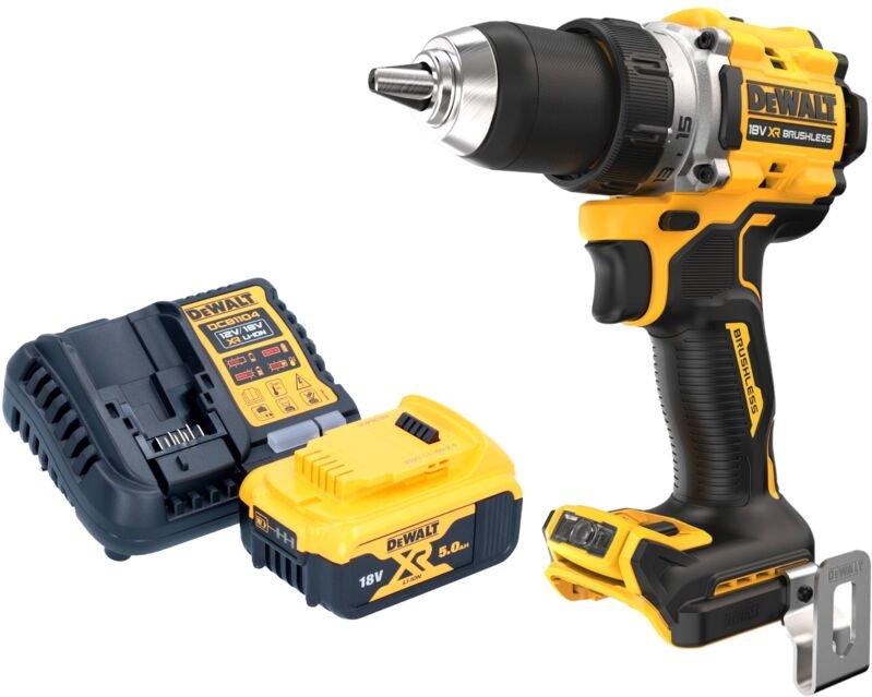 DeWalt DCD 800 P1 Akku Bohrschrauber 18 V 90 Nm Brushless + 1x Akku 5,0 Ah + Ladegerät