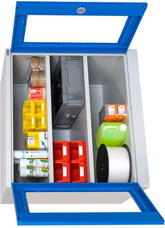 Werkstattschränke mit transparenten Türen - Abm. 1000x500x1000mm - Blaue Türen RAL 5015 - W030050001-GCBI