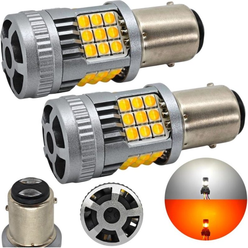 Stück P21/5W LED-Lampe BAY15D 12-24V kein Fehler 2800lm weiß-orange