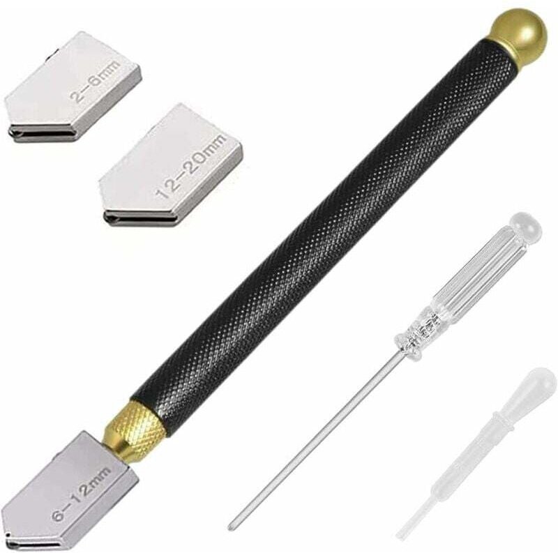 Tagliavetro professionale, utensile per il taglio del vetro, stile matita, taglio del vetro da 2 a 20 mm di spessore per...