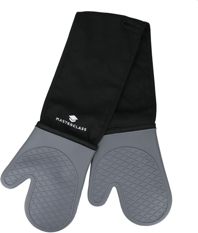 MasterClass Wasserdichte Silikon-Ofenhandschuhe, extra sicher mitrutschfestem Griff und Ärmel of Stoff