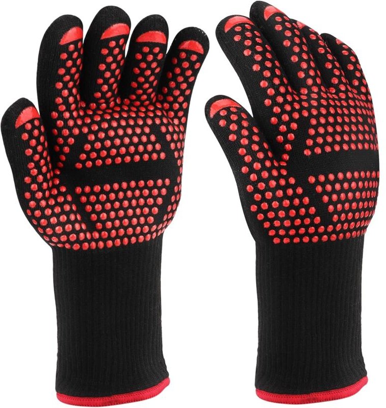 Memkey - Grillhandschuhe, 1 Paar – hitzebeständige Ofenhandschuhe bis 800 °c, hitzebeständige und rutschfeste Küchenhand...