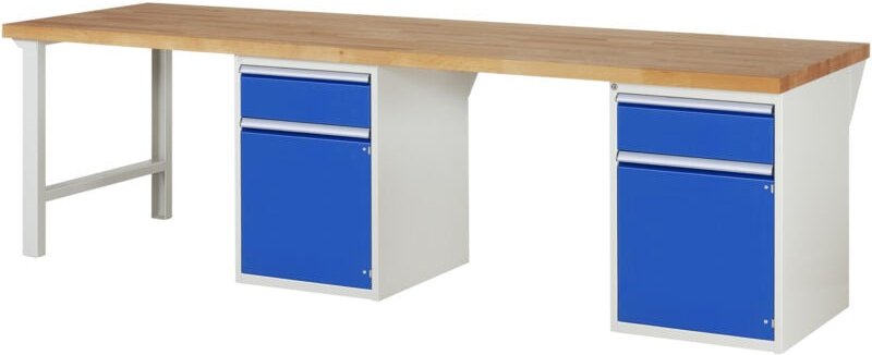 Werkbank 7502A8, B3000xT900xH890mm, 2x Schublade-TA, 2x Tür - RAU