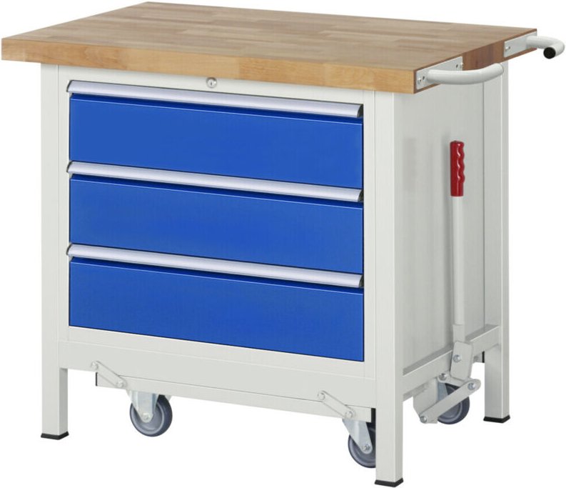 Werkbank mit Fahrgestell 8257, B1000xT700xH880mm, 3x Schublade-TA - RAU