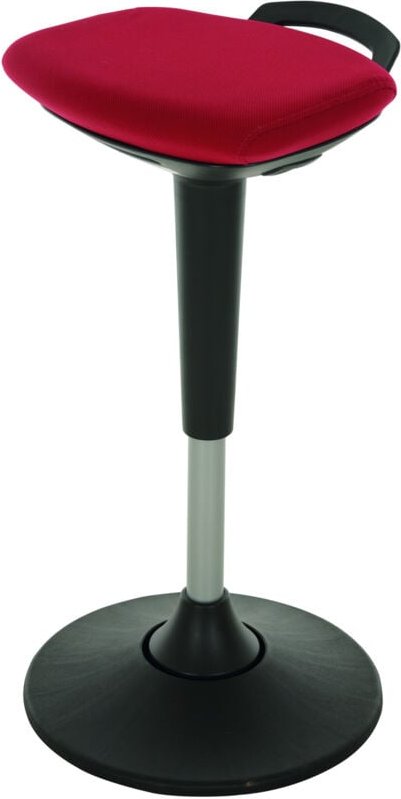 STIER Multibewegliche Stehhilfe mit Tellerfuß, höhenverstellbare Sitzhöhe 600-840 mm, gepolsterter Sitz, Sicherheitsgasf...