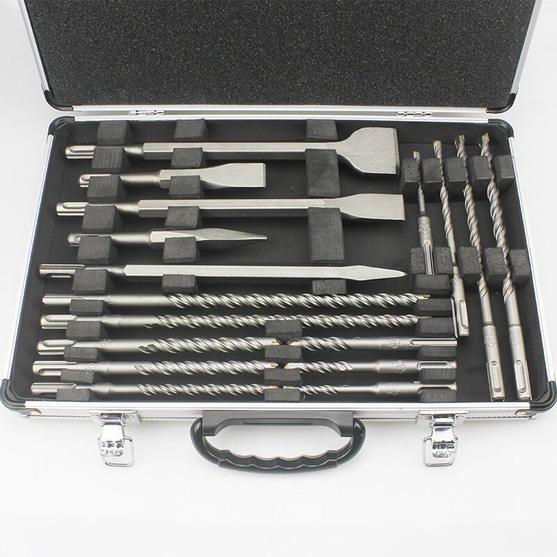 Set mit 12 Bohrern, 2 Spitzen, 3 SDS-Plus-Meißeln