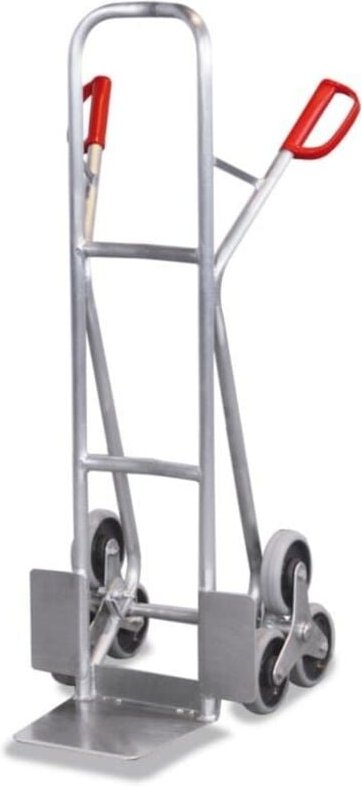 VARIOfit Aluminium Treppenkarre 200kg Tragkraft mit 2 dreiarmigen Radsternen Maße 610x630x1310mm