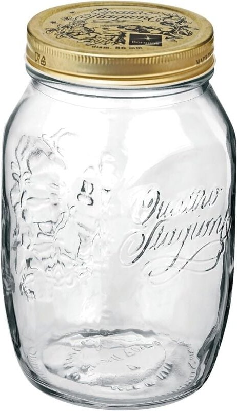 Bormioli Rocco - Quattro Stagioni 6 Stück, Inhalt 1000 ml, mit Deckel goldfarben