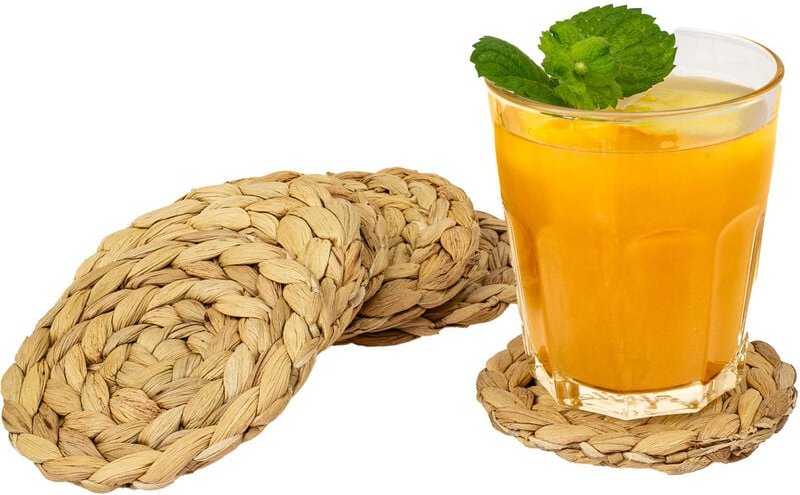 HMF - 37235-S6 Untersetzer rund für Gläser, Glasuntersetzer geflochten aus Wasserhyazinthe, 6er Set, 10 cm