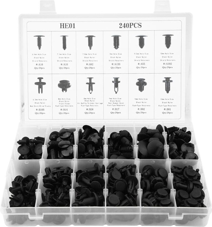 Ej.life - 240pcs 12 Größen Universal Assorted Plastic Car Body Push Pin Niet Stoßstangenbefestigungen Clip Trim Kit
