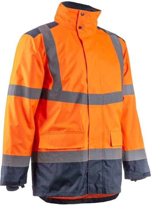 Hochsichtbarer wasserdichter Arbeitsparka KAZAN - Orange HV/Marine S - 40/42