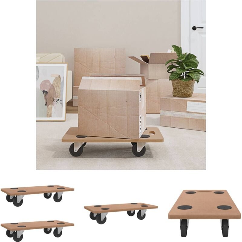 The Living Store - Rollbretter 2 Stk. Rechteckig Holzwerkstoff - Paletten & Ladeflächen - Braun