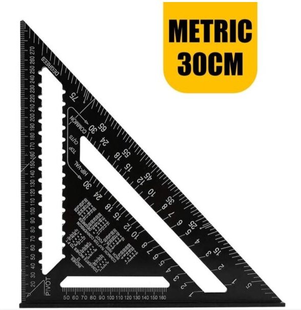 Professionelles metrisches Dreieck-Quadrat-Winkellineal für die Holzbearbeitung, Winkelmesser, Messwerkzeug aus Legierun...