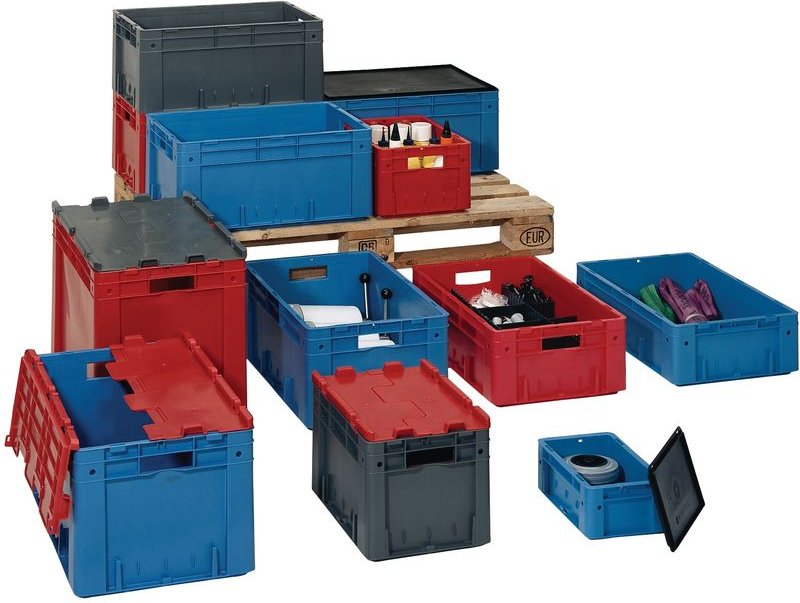 Transportbehälter L400xB300xH210mm blau pp Schwerlast Seitenwände geschl.