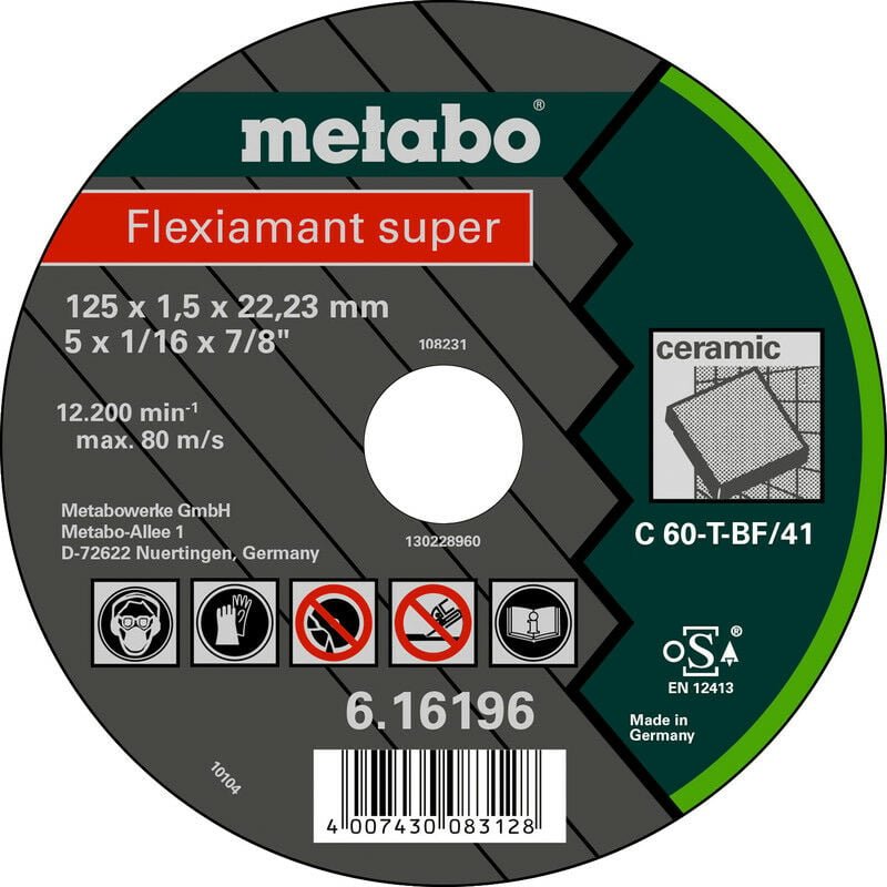 Metabo - Flexiamant super 125x1,5x22,23 Keramik, Trennscheibe, gerade Ausführung