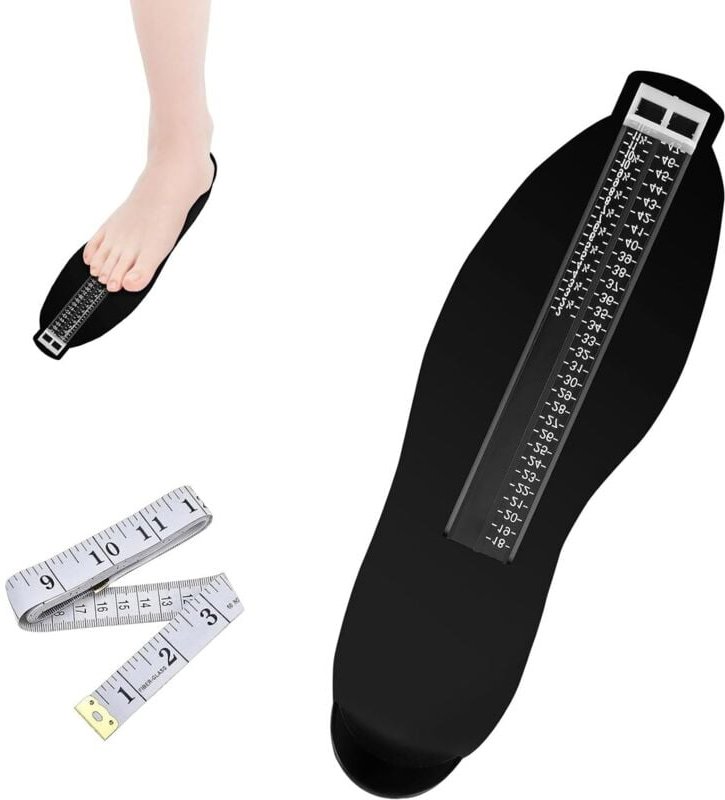 Schrittzähler für Kinder und Erwachsene, Schuhgrößenmesser, Fußmessgerät mit doppelseitigem Maßband 1,5 m, Fußmessgerät ...