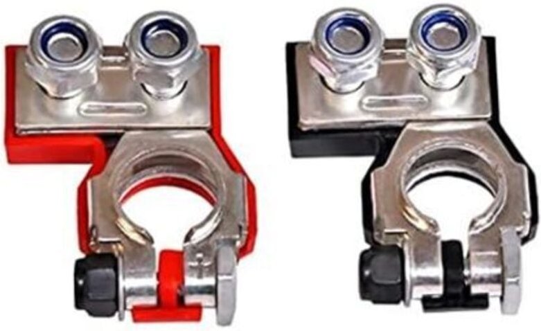 12 v 2-Wege-Freizeit-Batterieklemmen, positiv negativ Kupfer Auto Motorrad Audio Van Batterieanschlüsse Klemmen Werkzeug