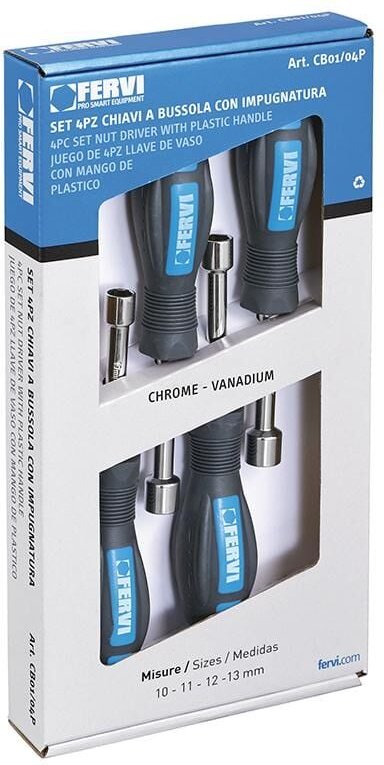Satz mit 4 Steckschlusseln 10 - 13 mm mit Griff Fervi cb01/04p