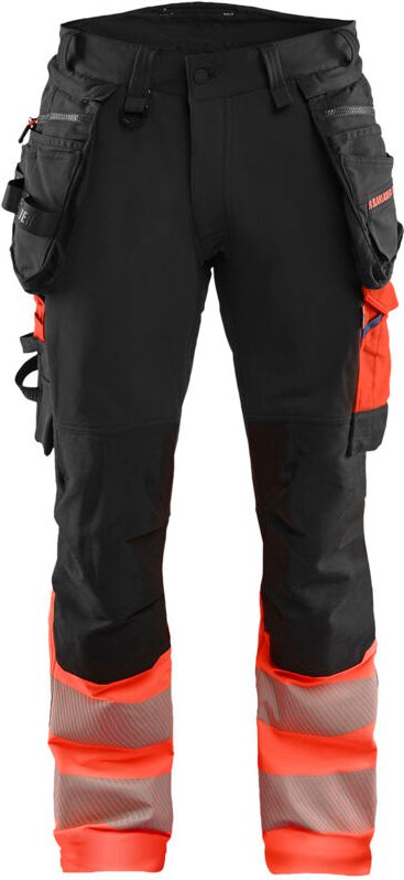 Hochsichtbarer Stretch-Arbeitshose 4D 1125 - Schwarz/Neonrot M - FR(44) - SE(C50) - Kurz