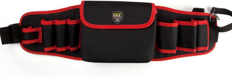 Robuster Werkzeughalter, verstellbarer Gürtel – mehrere Taschen und Multimeter-Werkzeughalter, Rot/Schwarz