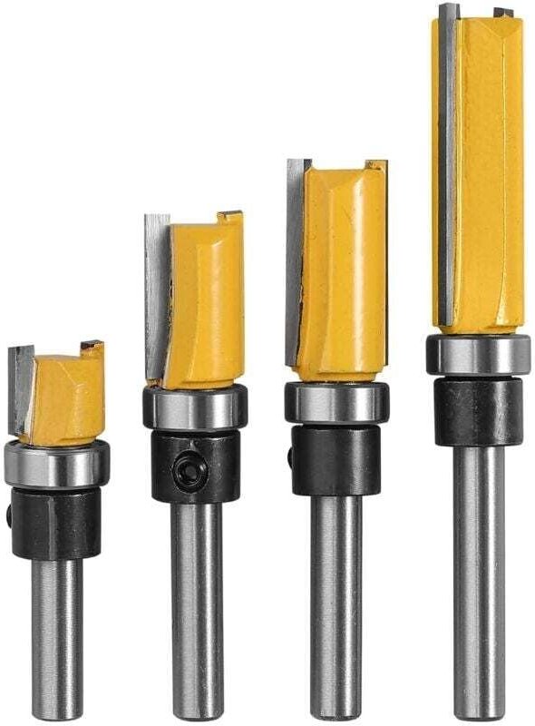 Stück 1/4 Zoll Holzfräser-Kopierfräser (4 Größen) Hochwertige Klinge aus legiertem Stahl 10 mm, 20 mm, 25 mm, 38 mm für ...