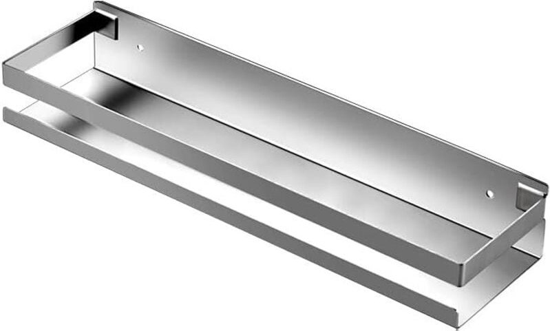 Wandmontiertes Gewürzregal, Küchenregal aus Edelstahl, Hängeregal, Gewürzregal aus gebürstetem Stahl (weiß 50 cm) - Soll...