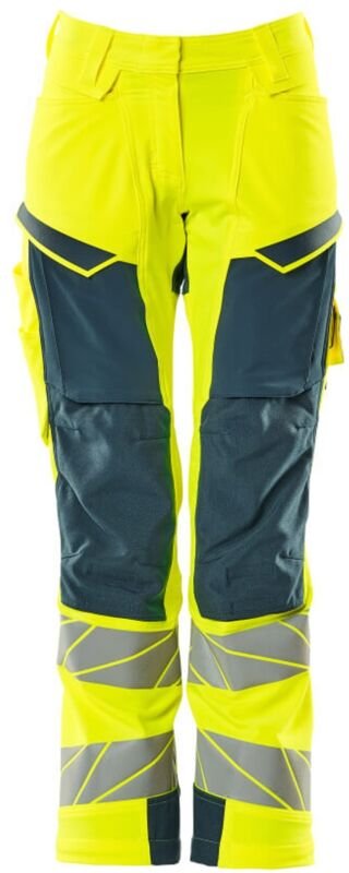 Damen-Hose mit Knietaschen 19078-511-1744 Gr. 76C52 hi-vis gelb/dunkelpetroleum - Mascot