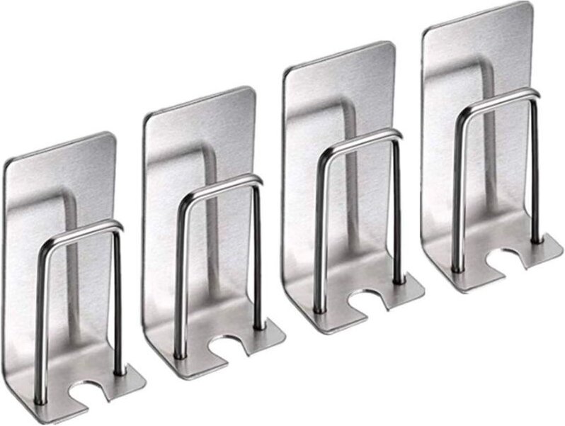 Thumbnail - XVX - Set di 4 porta spazzolini in acciaio inox - Montaggio a parete - Per tazze, boccali, spazzolini - Impermeabili e a...