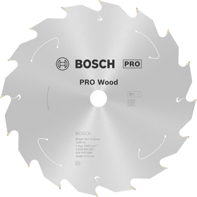 Thumbnail - Bosch PRO Wood cordless Kreissägeblatt, 184 x 1,6 x 16 mm, T16