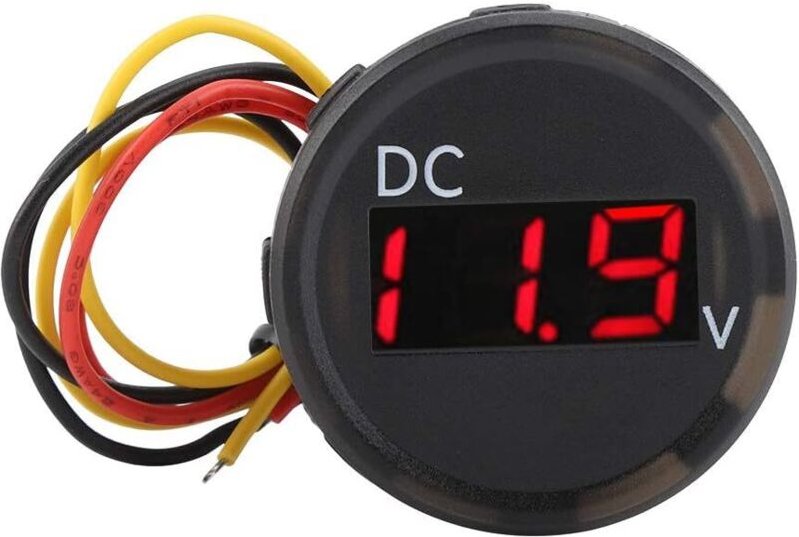 Digitaler Spannungsmesser, DC 0-100 V, wasserdichter digitaler Spannungsmesser, LED-Voltmeter für Motorrad, Boot, Marine...